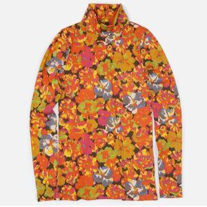 J.Crew Tissue turtleneck in sunset floral-cotton-AS073-ORANGE BROWN MULTI-NWT